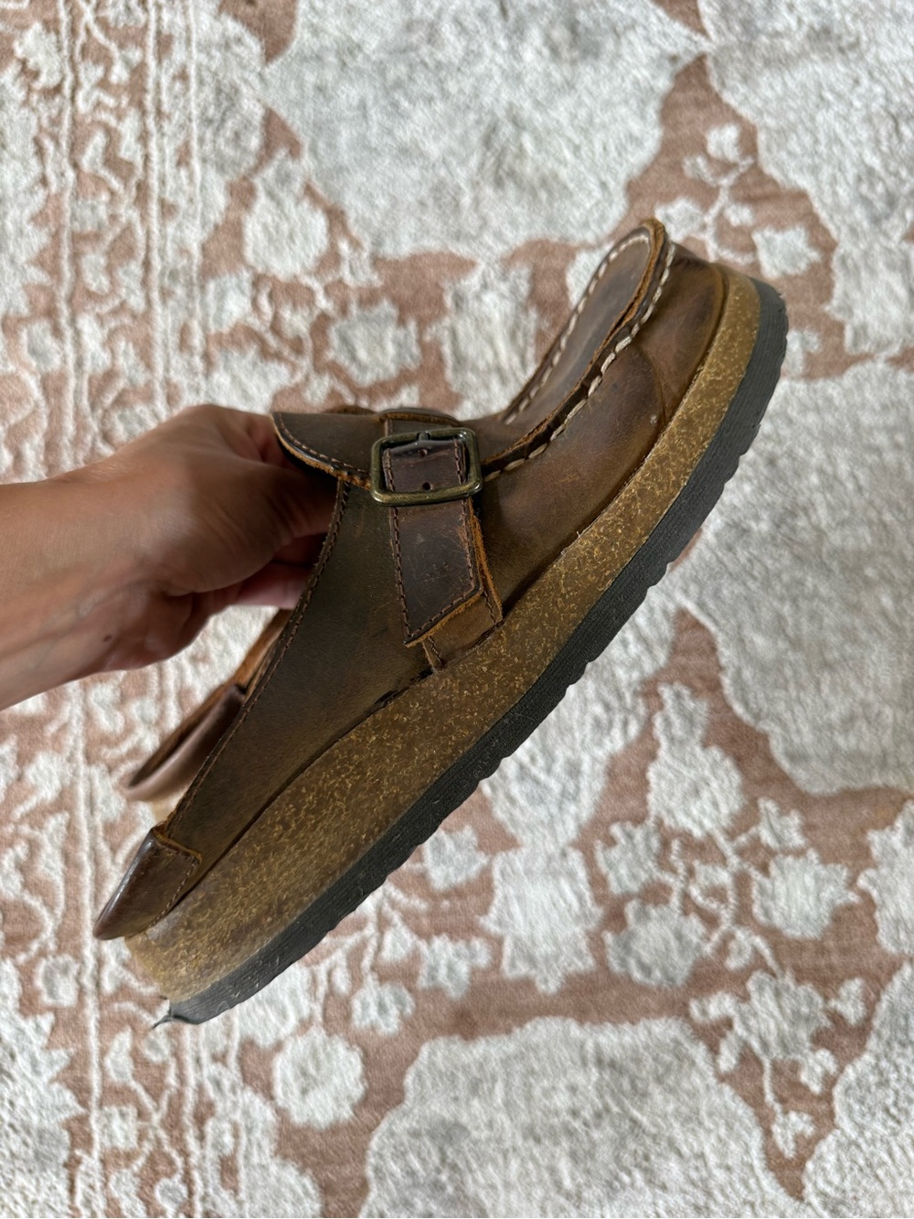 White mountain Brown Leather Slip-On Loafers clogs sz 9 - Picture 7 of 8